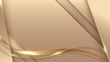 Abstract background elegant golden stripes with gold ribbon line wave elements and lighting effect luxury style vector