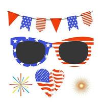 Happy Independence Day. A set of vector cliparts for creating your own festive design.