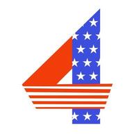 The number 4 in the colors of the flag of the United States of America. It symbolizes Independence Day. vector