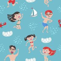 Summer seamless patterns. Vector illustration.