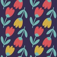 Seamless pattern with simple flowers. Vector illustration.