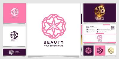 plantilla de logotipo de belleza, flor, boutique o adorno con diseño de tarjeta de visita. se puede usar diseño de logo de spa, salón, belleza o boutique. vector