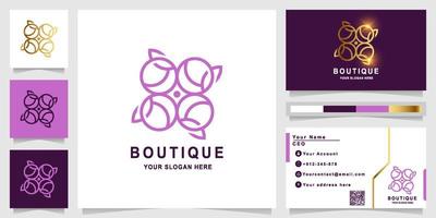 Flower, boutique or ornament logo template with business card design. vector