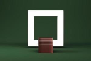 Abstract minimal background. Green podium with geometrical shape for product display photo