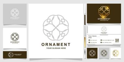 Minimalist elegant ornament logo template with business card design vector