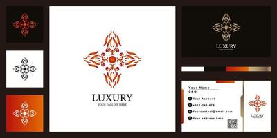 Flower or ornament luxury logo template design with business card. vector