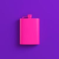 Pink hip flask on purple background. Minimalism concept photo