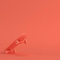 Skateboard deck in living coral color. Minimalism concept photo