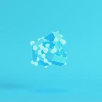 Abstract low poly shape with glowing spheres on bright blue background in pastel colors photo