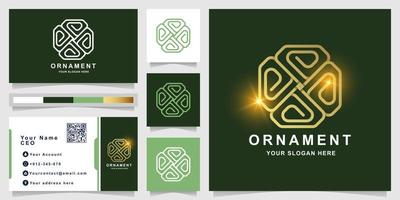 Minimalist elegant ornament logo template with business card design vector