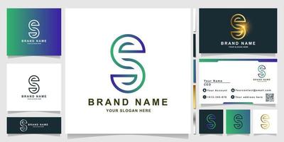 Minimalist elegant letter S monogram logo template with business card design vector