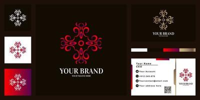 Flower or ornament luxury logo template design with business card. vector