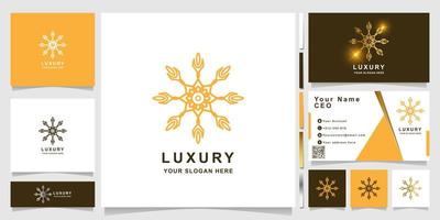 Minimalist elegant luxury ornament logo template with business card design. vector