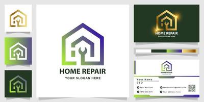 plantilla de logotipo de reparación o servicio a domicilio con diseño de tarjeta de visita vector