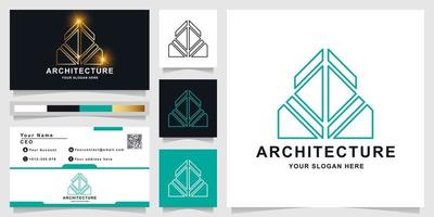 Minimalist elegant architecture, building or real estate logo template with business card design vector