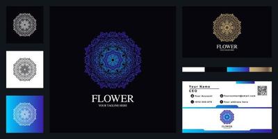 diseño de plantilla de logotipo de lujo de mandala o adorno con tarjeta de visita. vector