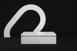 White rectangle pedestal with abstract geometric shape for product display photo