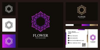 Mandala or ornament luxury logo template design with business card. vector