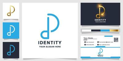 Letter dP logo template with business card design vector