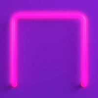 Pink neon light rectangle form on purple background photo