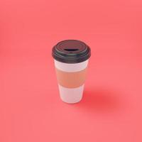 taza de café sobre fondo rojo brillante foto