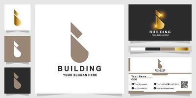 Building or letter B logo template with business card design vector