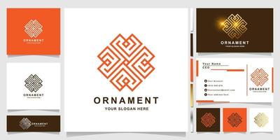 Minimalist elegant ornament logo template with business card design vector