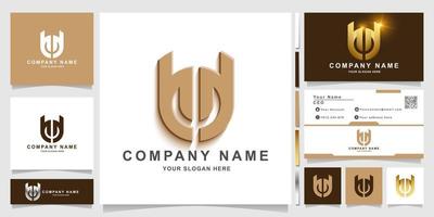 Minimalist elegant letter U 0r O logo template with business card design vector