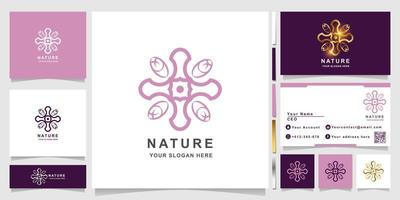 Nature, flower, boutique or ornament logo template with business card design. Can be used spa, salon, beauty or boutique logo design. vector