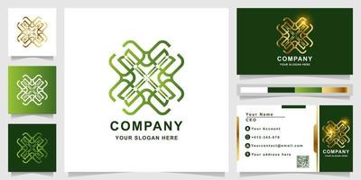 Ornament logo template with business card design. vector