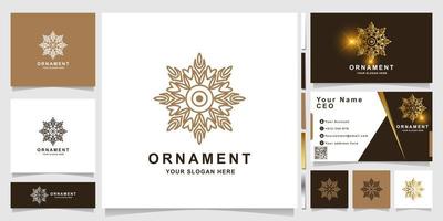 Ornament logo template with business card design vector