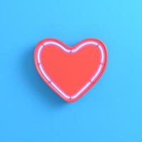 Heart with neon light on bright blue background photo