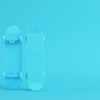 Low poly skateboard deck on bright blue background in pastel colors photo