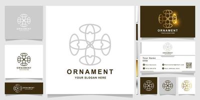 Minimalist elegant ornament logo template with business card design vector