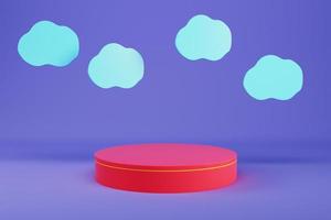 Red cylinder pedestal with abstract clouds for product display. photo
