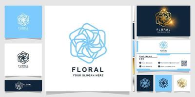 plantilla de logotipo de flor, boutique o adorno con diseño de tarjeta de visita. se puede usar diseño de logo de spa, salón, belleza o boutique. vector