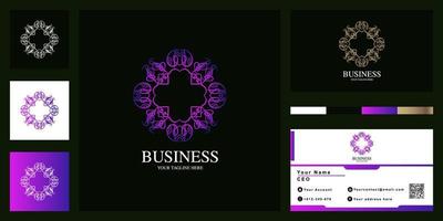 Mandala or ornament luxury logo template design with business card. vector