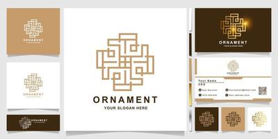 Minimalist elegant ornament logo template with business card design vector