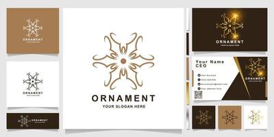 Ornament logo template with business card design vector