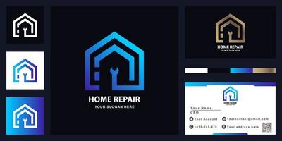 Home repair or home service logo template with business card design vector