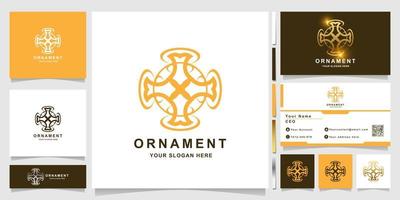 Minimalist elegant ornament logo template with business card design vector