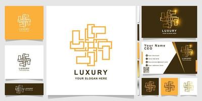 Minimalist elegant luxury ornament logo template with business card design. vector