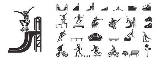 Skate park icons set, simple style vector