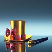 Top hat with bow and magic wand photo