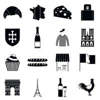 francia negro iconos simples vector