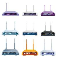 Router wireless icons set, cartoon style vector