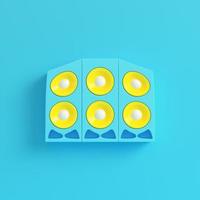Cartoon-styled speaker on bright blue background in pastel colors photo