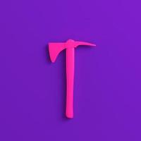 Pink axe on purple background. Minimalism concept photo