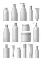 conjunto de colección de paquetes cosméticos en blanco vector