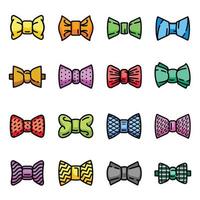 Bowtie icons set, outline style vector